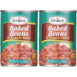 Grace Baked Beans 14oz - 2 Pack Canned Baked Beans - Source of Plant Based Protein & Fiber, Gluten Free, Low Fat