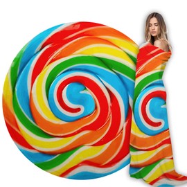 ARESD Rainbow Lollipop Throw Blanket for Nursery Toddler Baby Kids Plush Round Blanket Gifts for Boys,Girls 59 Inches