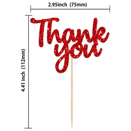 Gyufise 36 Pack Thank You Cupcake Toppers Black Glitter Thanksgiving Cupcake Picks Decorations for Baby Shower Boys Girls Birthday Party Supplies
