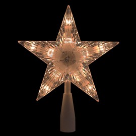 Northlight 7.25" Clear and White 5-Point Star Traditional Christmas Tree Topper - Clear Lights