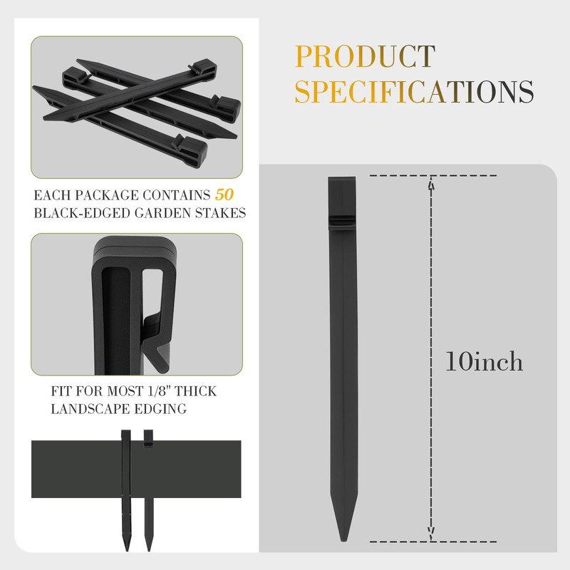 Landscape Edging Garden Stakes, Heavy Duty Plastic Yard Stake, 10