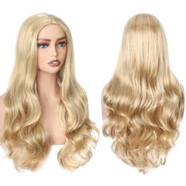 PORSMEER Wigs 26 Inches / 60 cm Length Wavy Synthetic Fibre Curly Hair Fibres Replacement Wig for Parties Cosplay Daily Wig (Blonde Ombre)