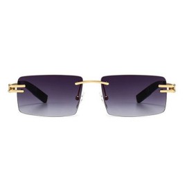 Street Knitted Mens Elegant Retro Vintage Yellow Gold Frame Purple Gradient Tint Hip Hop Sunglasses