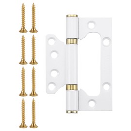sourcing map 2Pcs 4x3 Inch Door Hinges Non-Mortise No Noise Stainless Steel Bifold Door Hinges with Mounting Screws Plating Surface for Furniture Window, White
