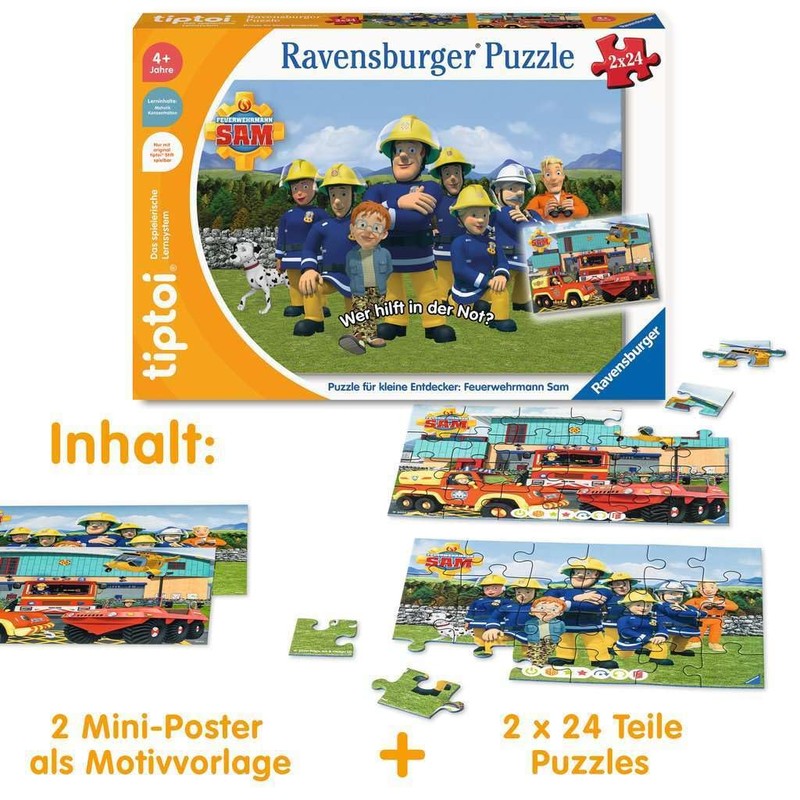 Ravensburger tiptoi Puzzle 00139 Puzzle for Little Explorers: Fireman Sam,