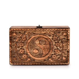 Indus Lifespace Jewelry Boxes Mango Wood Wooden Jewelry Box, Small Storage Box, Bridal Shower Gifts Box Decorative Box (8" x 5" x 3")