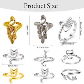 9 Pcs Adjustable Crochet Rings, Metal Knitting Loop Rings for Fingers, Crochet Tension Ring, Knitting Thimble Accessories for Crochet Mother Grandma Faster Knitting (9 Style, Gold & Silver)