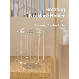 Ausalivan Acrylic Necklace Holder,Jewelry Rotating Organizer Stand For The Girl's Room,Small Necklace Display Hanger Rack,Necklace Storage Hanging,Jewelry Necklace Tree