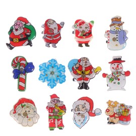 TOYANDONA Pack of 25 Christmas Brooch Pin Lights Santa Claus Snowman Snowflake Christmas Party Favors for Christmas Decorations (Random Style), Plastic