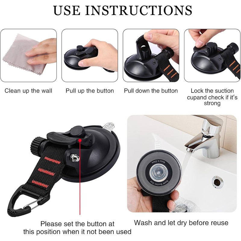 INMORVEN Suction Cup Hook, Improved Car Camping Accessories, Suction Hook,