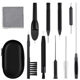 11 Pcs Hearing Aid Cleaning Kit, Hearing Amplifier Accessories Multi-Functional Cleaner Tools for Earbuds Headphones Cleaning Supplies with Brushes, Case and Microfiber Cloth
