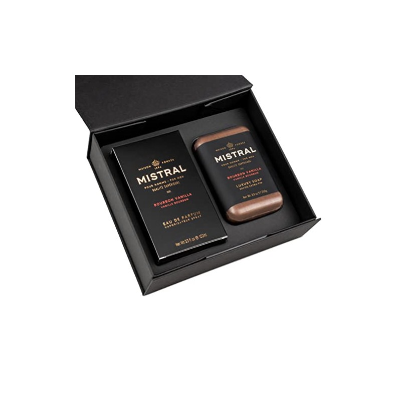 Mistral Cologne and Large Bar Soap Gift Set, Bourbon Vanilla