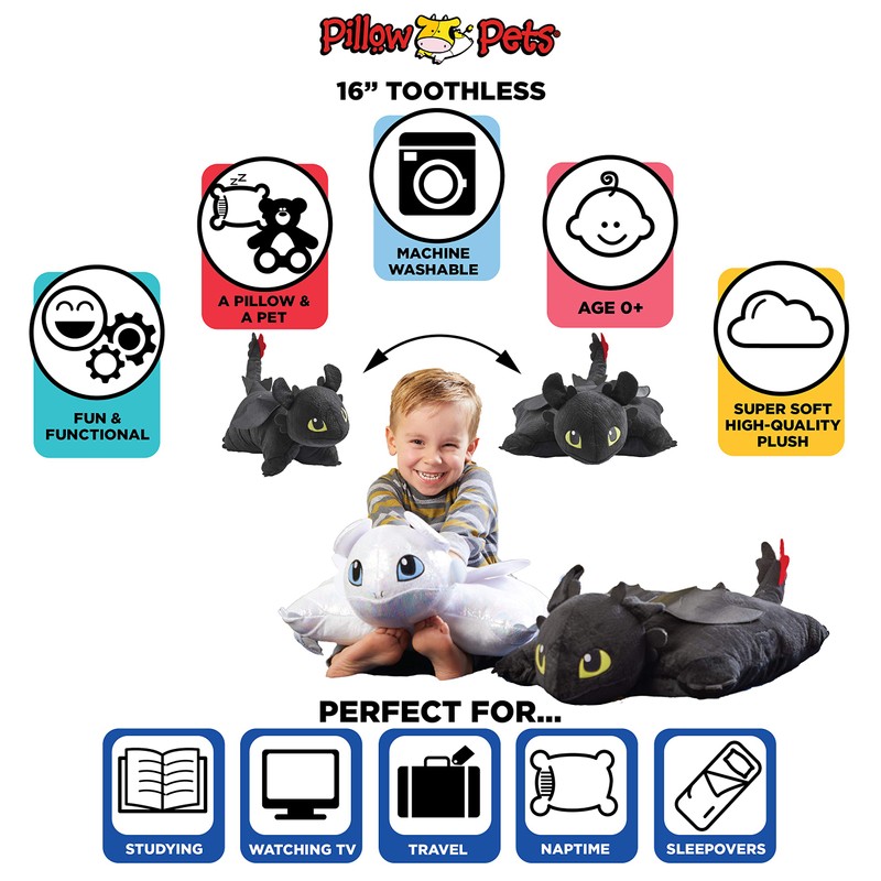 Pillow Pets 16 inch How to Train Your Dragon Toothless