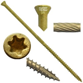 #9 x 6" Bronze Star Exterior Coated TRIM HEAD Wood Screw Torx/Star Drive Head - Multipurpose Exterior Coated Torx/Star Drive Wood Screws - (1 POUND - 43 Approx. Screw Count)