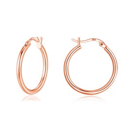 Loutade Silver Hoop Earrings for Women, 925 Sterling Silver Huggie Hoop Earrings Set, Hypoallergenic Rose Gold Sleeper Huggie Earrings, Lightweight Rose Gold 20mm Hoop Earrings for Xmas Birthday