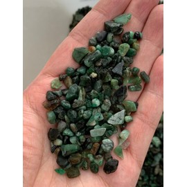 GAF TREASURES Emerald Chips C Natural Mini Emerald Stones, Crushed Undrilled Emerald, Semi-Tumbled Genuine Emerald (1/4 lb)