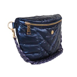 lemonbella Large Nina Crossbody Bag for Women Nylon Quilted Sling Bag with Adjustable Wide Strap & Chain Detail | Stylish Puffy Shoulder & Chest Bag | Everyday Travel Purse, Sapphire