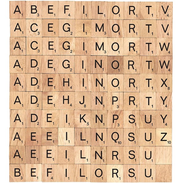 The 100 Scrabble Tiles Alphabet of The Wooden Scrabble Pieces for Word Scrabble Game Board of Education Games Craft Letters and Scrabble Tiles for Wall Decor and Other Wood Pieces for Crafts
