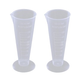 TopHomer 2Pcs Transparent Lab Measuring Cup, 50ml Plastic Beaker Cups, for Science Experiment, Liquid Measuring