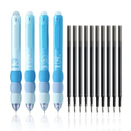 4 Pieces Cartoon Gel Pens and 10 Pieces Black Refills, Cute Stationery, Erasable Pens, Learning Writing Accessories, Student Stationery