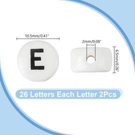arricraft Pack of 52 Letters Ceramic Beads Flat Circular Letter Spacer Beads Handmade Letter Beads Set Used for Jewellery Making DIY Friendship Bracelet Accessories