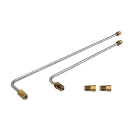 Speedway Motors Dual Outlet Master Cylinder Steel Dual Brake Line Kit with Two Adapter Fittings for Easy Installation, Features Tight 90 Degree Bends