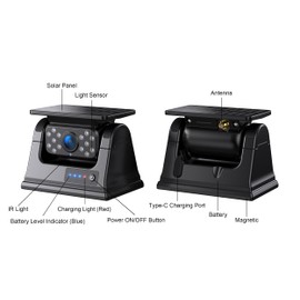 Magnetic Solar Wireless Backup Camera for Truck HD1080P No Wiring True 15,000mAh Battery Rechargeable IP69K Waterproof Reverse Camera for RV, Trailer, 5th Wheel-CTWC