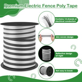 Wowangce 2 Pcs Poly Tapes for Electric Fence Horse Fence Tape Wire, 500 Feet(152.40m) Length Tape for Electric Fence, Fencing Tape for Livestock(Black)
