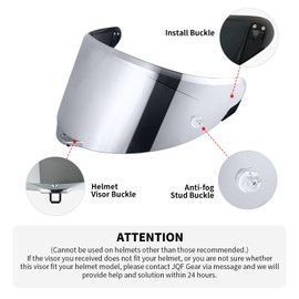 JQF Gear Helmet Shield Visor for Pista GPRR/Pista GPR/Corsa-R Motorcycle Helmet Accessories Replacement Face Shield (Chrome Silver)