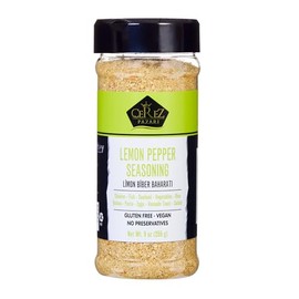 Cerez Pazari Lemon Pepper Seasoning 9 oz – Zesty Blend with Real Lemon Peel, Cracked Black Pepper, Garlic & Onion – Non-GMO, No MSG – Bold Flavor for Chicken, Fish, Veggies & More