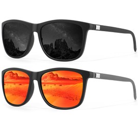 ANYLUV Polarised Sunglasses Men Women Outdoor Sunglasses Unisex Retro Black Glasses UV400 Driving Hiking Golf, A03 Grey/Black+Orange/Grey