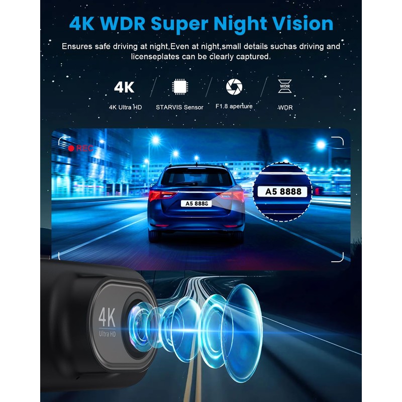 Dash Cam 4K Front, Ultra HD Dash Camera for Cars,