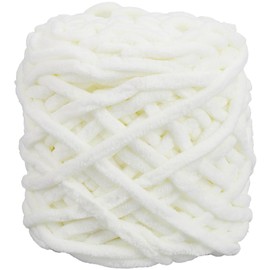 CRASPIRE White Chenille Chunky Yarn for Crocheting Super Bulky Skein 7mm Thick 3.5oz 72yds Fluffy Soft Bulky Thick Fluffy Fuzzy Soft Velvet Hand Knitting Blanket Weaving DIY Amigurumi