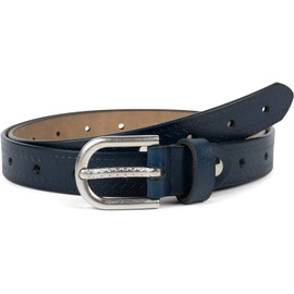 styleBREAKER 03010110 Women's Leather Belt Plain Colours with Aztec Prongs Embossing and Embossed Spike Can Be Shortened, darkblue