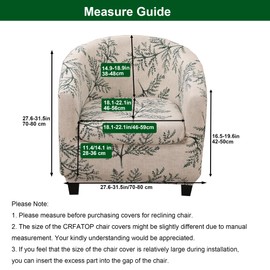 CRFATOP 2 Piece Club Chair Slipcover Stretch Barrel Chair Covers Printed Tub Chair Slipcovers Soft Armchair Covers Removable Furniture Protector Arm Chair Cover for Living Room,13