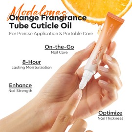 Modelones Orange Cuticle Oil, Nail Strengthener with Jojoba Oil & Vitamin E, Promotes Nail Growth, Moisturizes Dry Skin