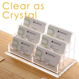 SANRUI Acrylic Business Card Holder for Desk, 6 Compartments Business Card Stand Card Holder for Exhibition, Home, Office, 300 Card Capacity