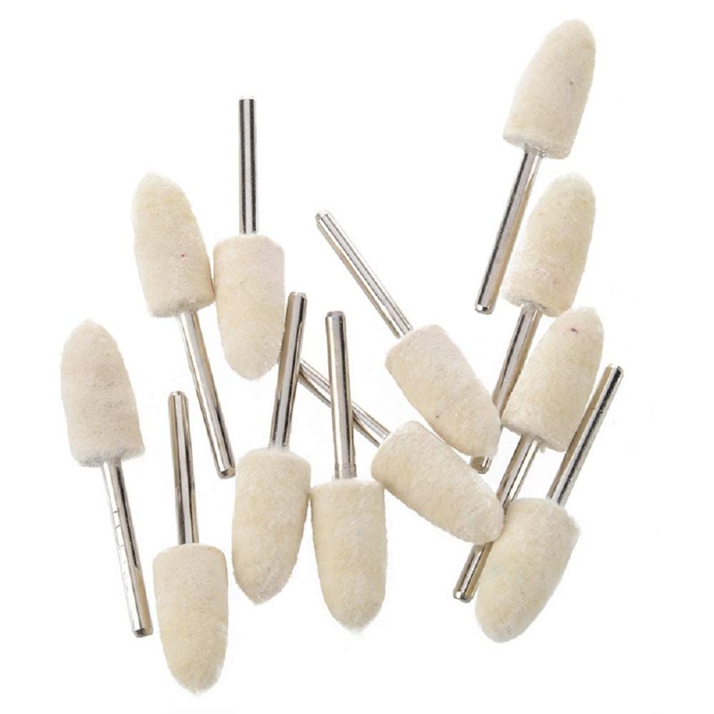 Toolso 20 PCS Mandrel Mounted White Conical Felt Bob Polishing