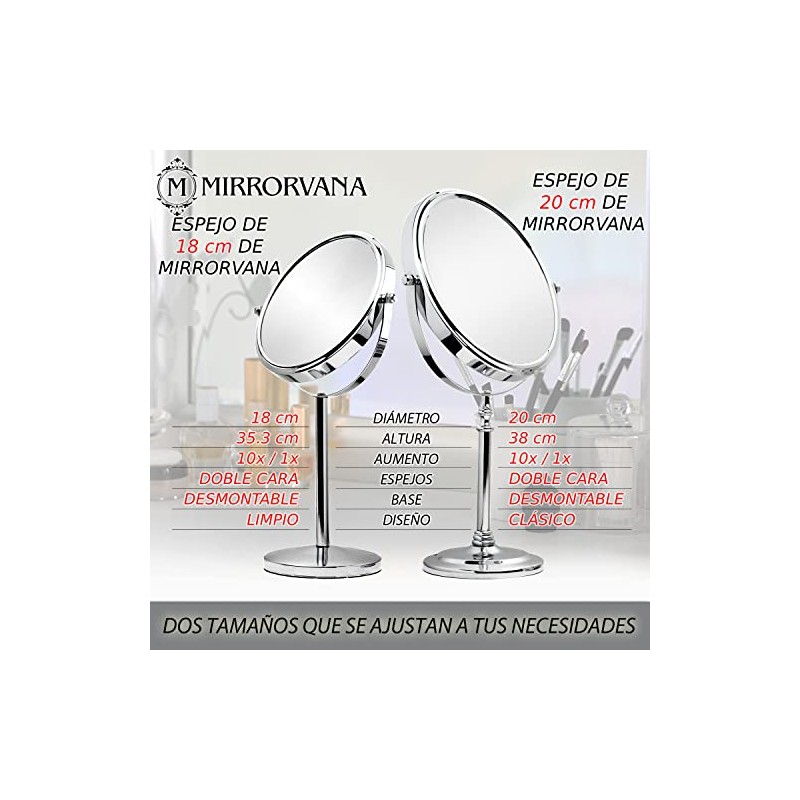 Mirrorvana Espejo de Mesa con Aumento 10X y Giro 360°