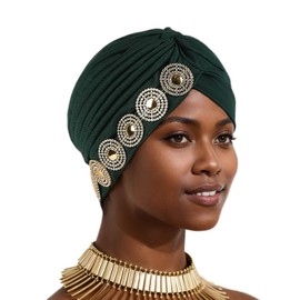 IYOU Glitzernder Kristall Turband Stirnband Grün(Packung mit 2)