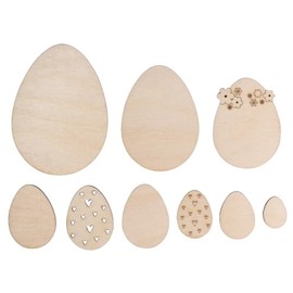 Rayher 64665505 Wooden Easter Eggs, 9 Pieces, 2 - 8 cm, Assorted, Natural Wood, FSC Certified, Table Decoration, Table Shaker, Easter Decoration