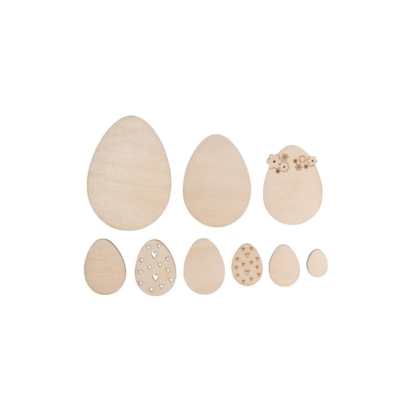 Rayher 64665505 Wooden Easter Eggs, 9 Pieces, 2 - 8