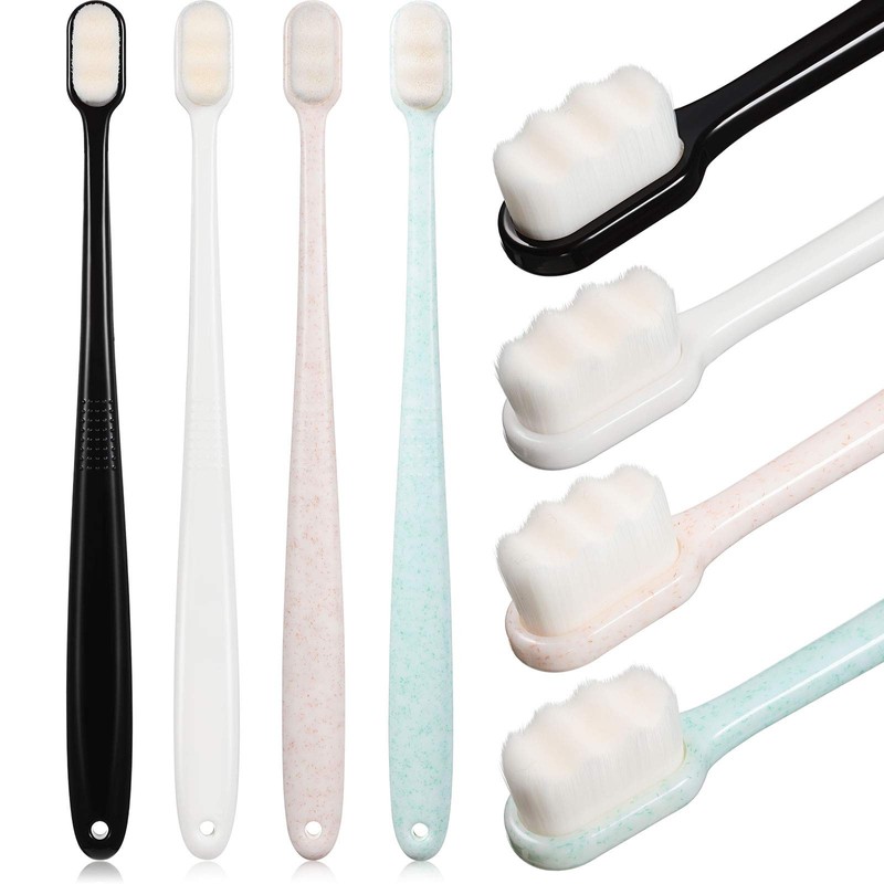 Boao 4 Pieces Extra Soft Toothbrushes for Sensitive Gums with