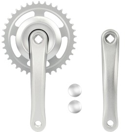 ZUKKA 170 mm Bicycle Crankset 38T for Single/1/6/7/8 Speeds Aluminium Alloy Arm for MTB Mountain Bike Gearbox Square Gearbox, Silver