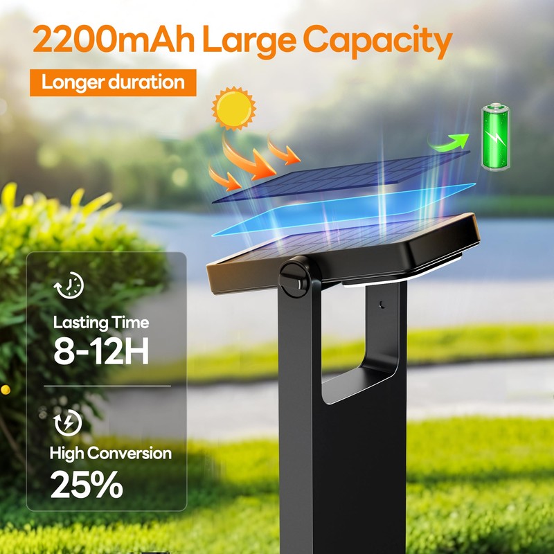 Solar Pathway Lights Outdoor 6 Pack, 360° Adjustable Panel, Multicolor