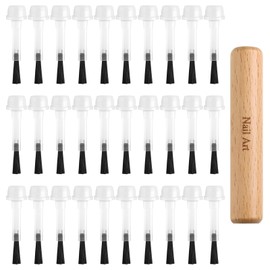 SUTOKAKA Disposable Replacement Nail Polish Brush Kit 30Pcs Dipping Powder Liquid Brushes Soft Bristles with Dual-Ended Wooden Handle for Nail Design Home Salon