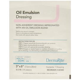 Dermarite Industries Oil Emulsion Non Adherent Dressing, 3"x8, 24 Count