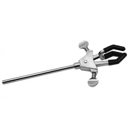 3 Prong Double Adjustable Universal Clamp, Non-Slip Vinyl Coated Rubber Jaws, 10" Overall Length - Eisco Labs