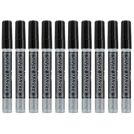 Pilot Silver Metallic Permanent Paint Marker, Medium Point, 10-PACK(41800)