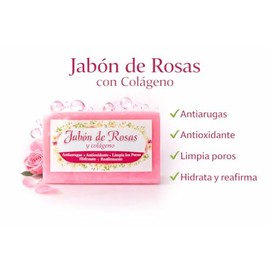 Jabón Artesanal de Rosas y Colágeno 100gr, Natural.